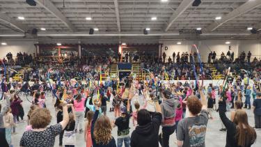 sd8 hoop dance at pow wow students participate in the hoop dance at pow wow