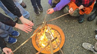 bannock over the fire